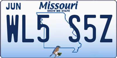 MO license plate WL5S5Z