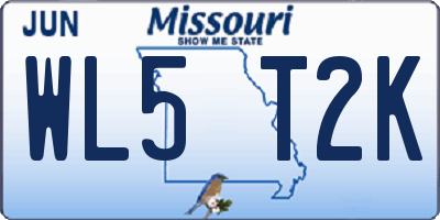MO license plate WL5T2K