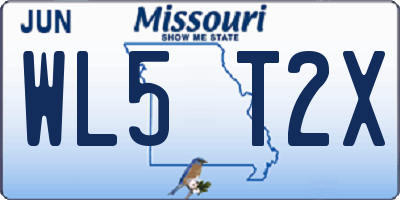 MO license plate WL5T2X