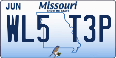 MO license plate WL5T3P