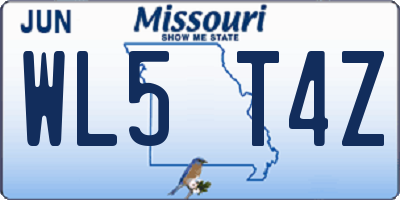 MO license plate WL5T4Z