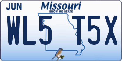 MO license plate WL5T5X