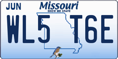 MO license plate WL5T6E