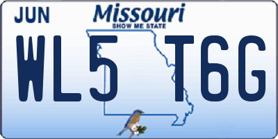 MO license plate WL5T6G