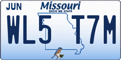 MO license plate WL5T7M