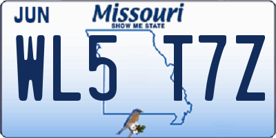 MO license plate WL5T7Z