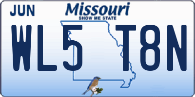 MO license plate WL5T8N