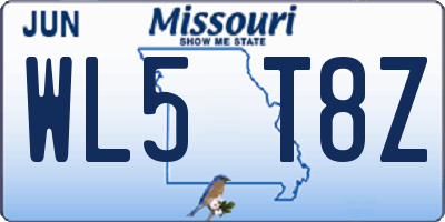MO license plate WL5T8Z