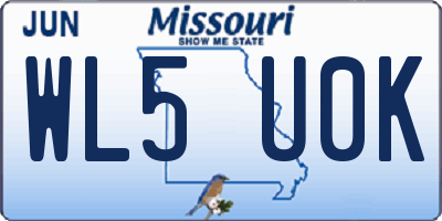 MO license plate WL5U0K