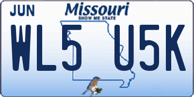 MO license plate WL5U5K