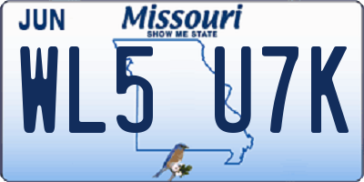 MO license plate WL5U7K