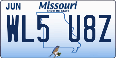 MO license plate WL5U8Z