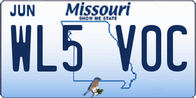MO license plate WL5V0C