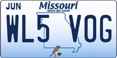 MO license plate WL5V0G