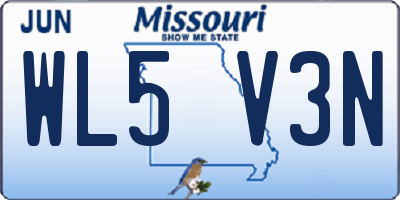 MO license plate WL5V3N