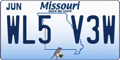 MO license plate WL5V3W