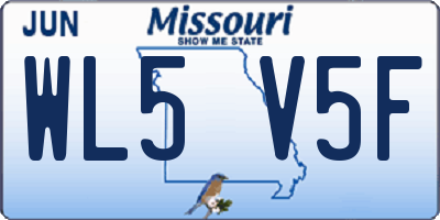 MO license plate WL5V5F