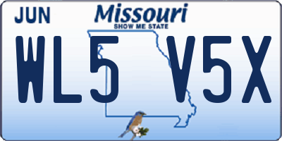 MO license plate WL5V5X