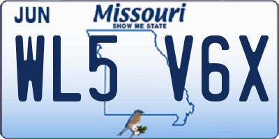 MO license plate WL5V6X