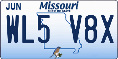 MO license plate WL5V8X