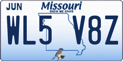 MO license plate WL5V8Z