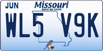 MO license plate WL5V9K