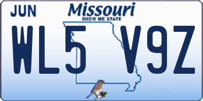 MO license plate WL5V9Z