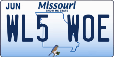 MO license plate WL5W0E