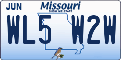 MO license plate WL5W2W