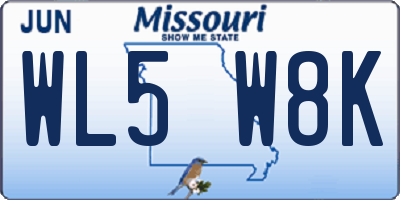 MO license plate WL5W8K