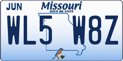 MO license plate WL5W8Z