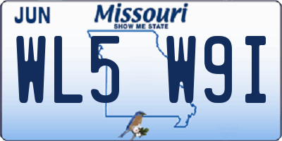 MO license plate WL5W9I