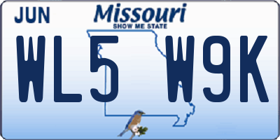 MO license plate WL5W9K