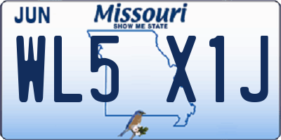 MO license plate WL5X1J