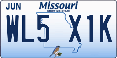 MO license plate WL5X1K