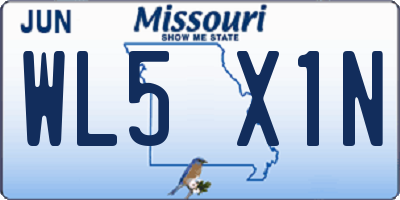 MO license plate WL5X1N