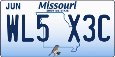 MO license plate WL5X3C