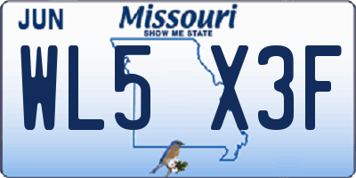 MO license plate WL5X3F
