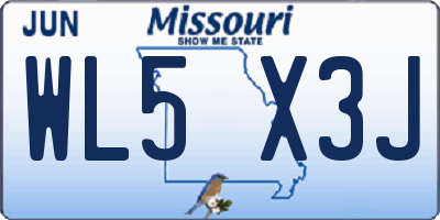 MO license plate WL5X3J