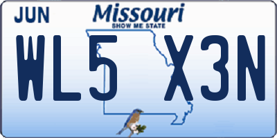 MO license plate WL5X3N