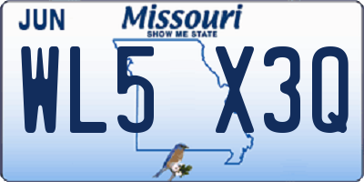 MO license plate WL5X3Q