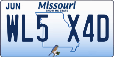 MO license plate WL5X4D