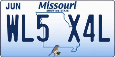 MO license plate WL5X4L