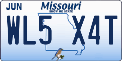 MO license plate WL5X4T