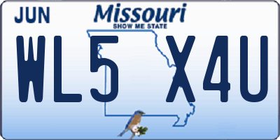 MO license plate WL5X4U