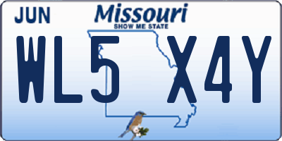 MO license plate WL5X4Y