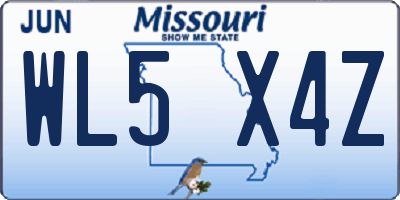 MO license plate WL5X4Z