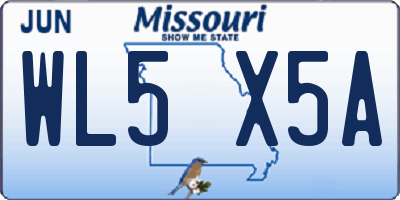 MO license plate WL5X5A