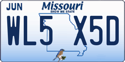 MO license plate WL5X5D