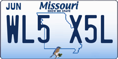 MO license plate WL5X5L